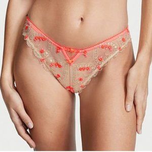 Heart Embroidery Brazilian Crotchless Panty